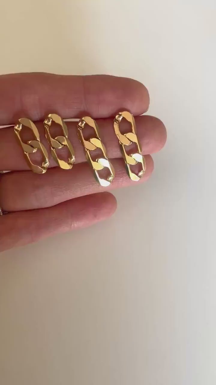 Large Chunky CURB CHAIN EARRINGS /gold chain earrings/ gold chain studs/ curb chain studs/ statement earrings/ statement studs