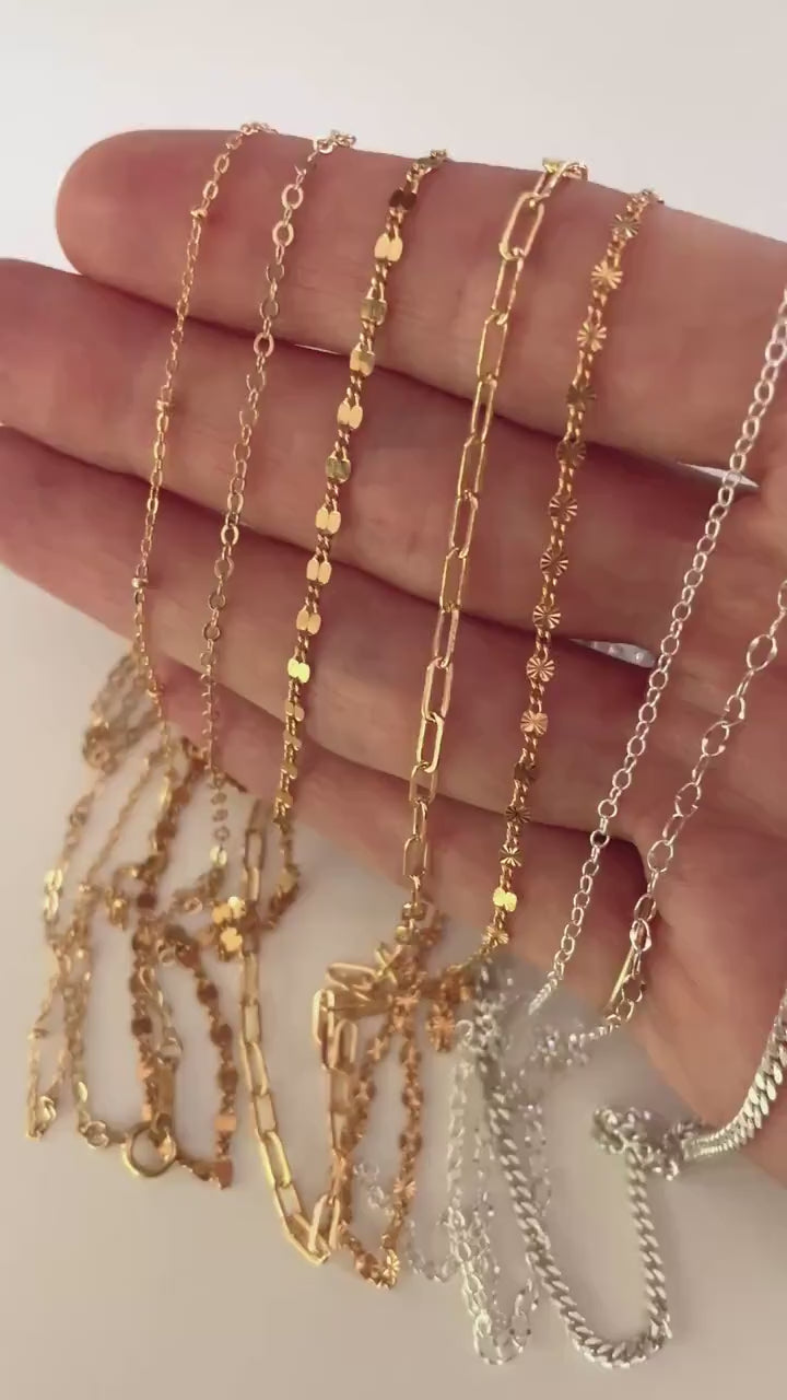 14K GOLD FILL NECKLACE chain, paperclip necklace, Choker, Layering Necklace, Sterling silver curb chain, Minimalist necklace