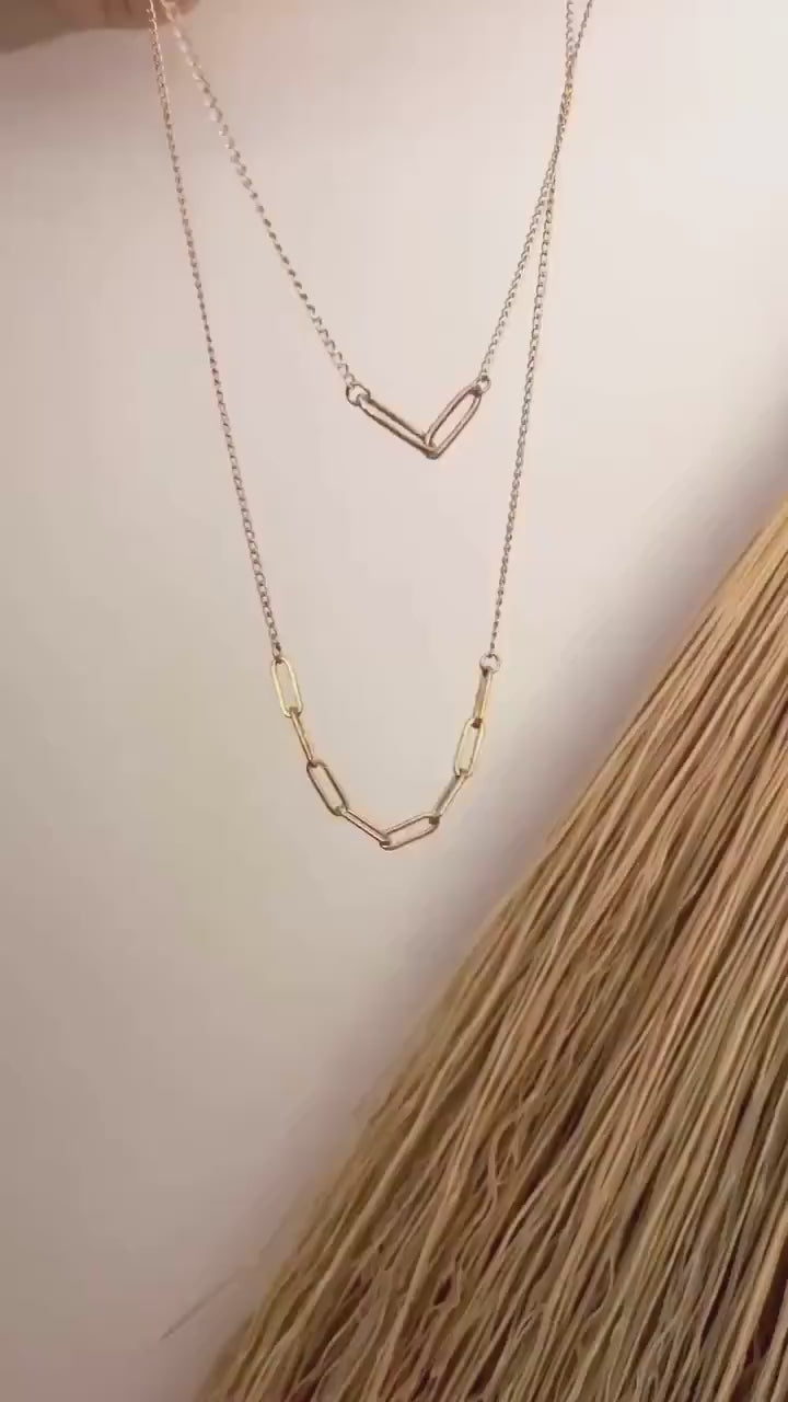 MYA minimalist linked 'together' FRIENDSHIP NECKLACE/14K Gold Filled necklace/paperclip chain/ paperclip necklace/simple link gold necklace