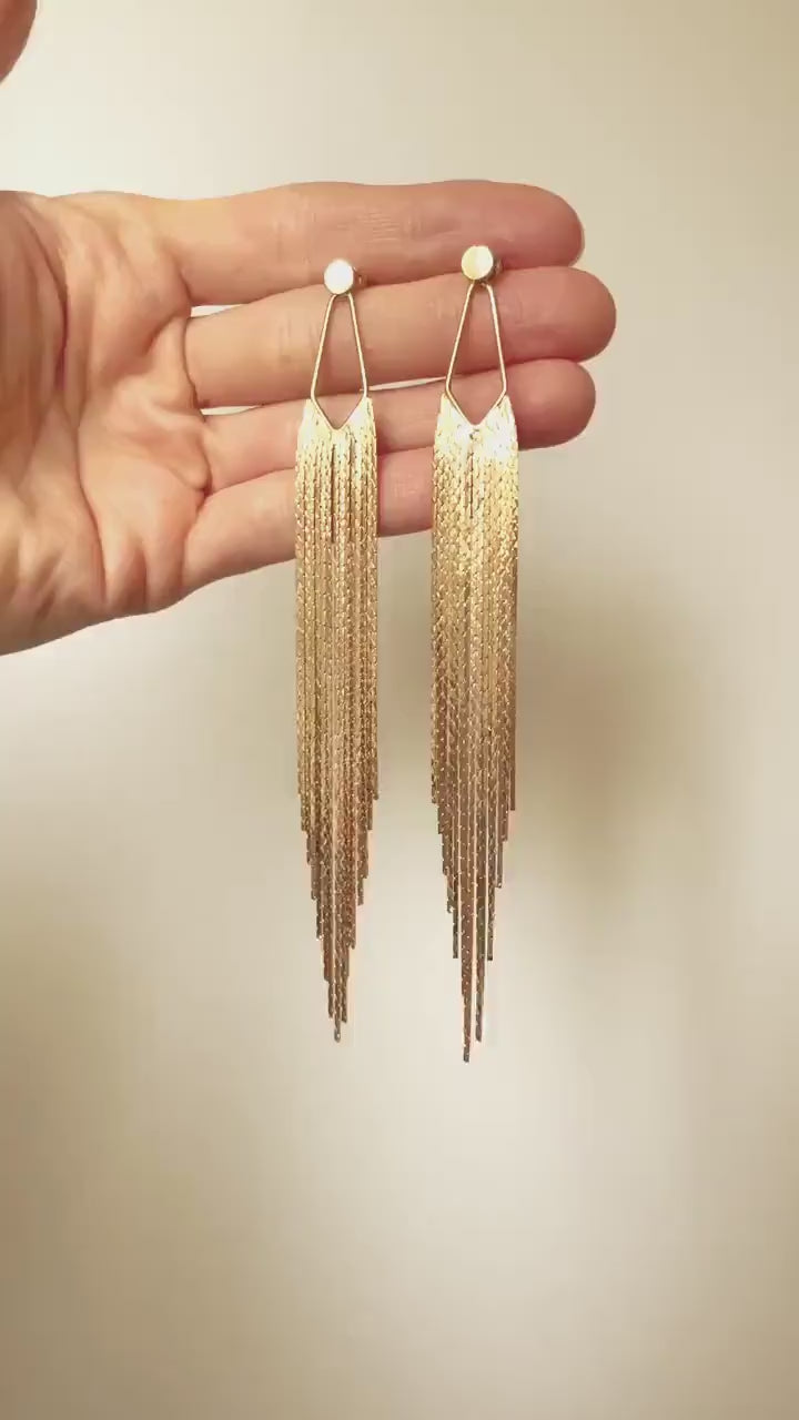 Tansy Tassle FRINGE EAR JACKETS/ boho earrings/ gold fringe drop earrings/ gold tassle earrings/ silver dangle earrings/art deco earrings