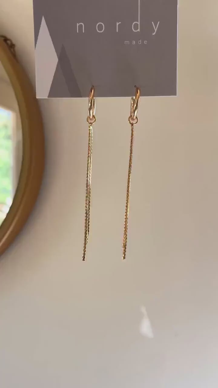 Elanie Tassel FRINGE HOOP EARRINGS / gold hoops/ hoop charms/ gold tassel earrings/ silver dangle earrings /minimalist earrings