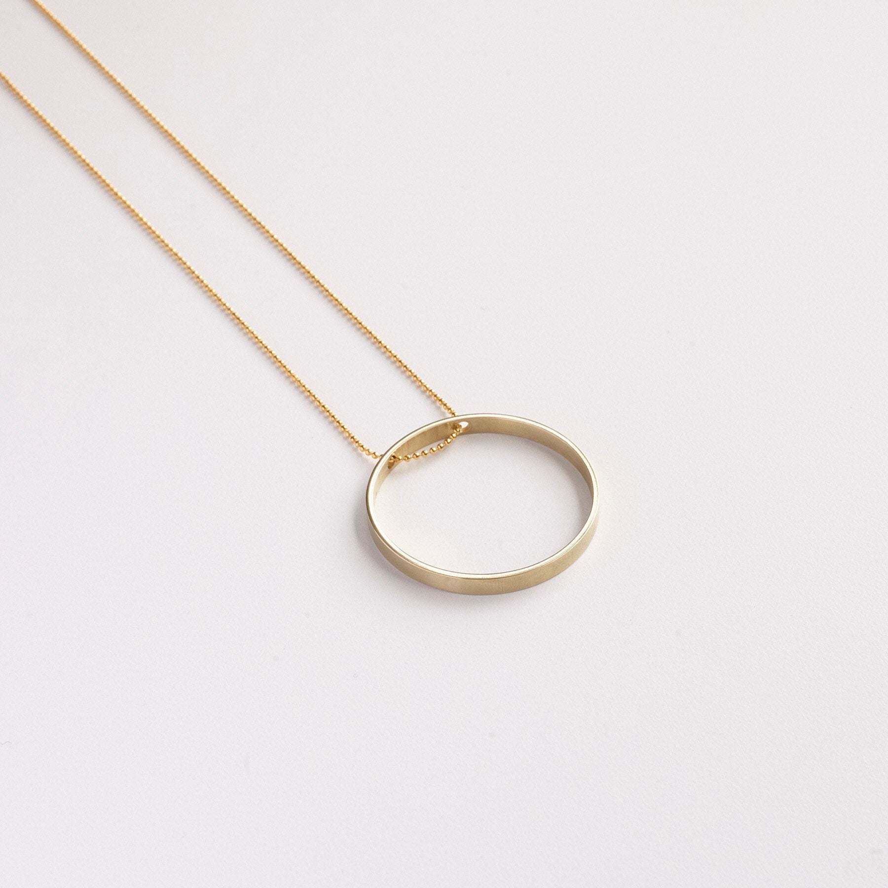 AGNA Large drop CIRCLE PENDANT necklace/circle necklace/pendant necklace/minimalist necklace/long necklace/valentines gift/nordymade