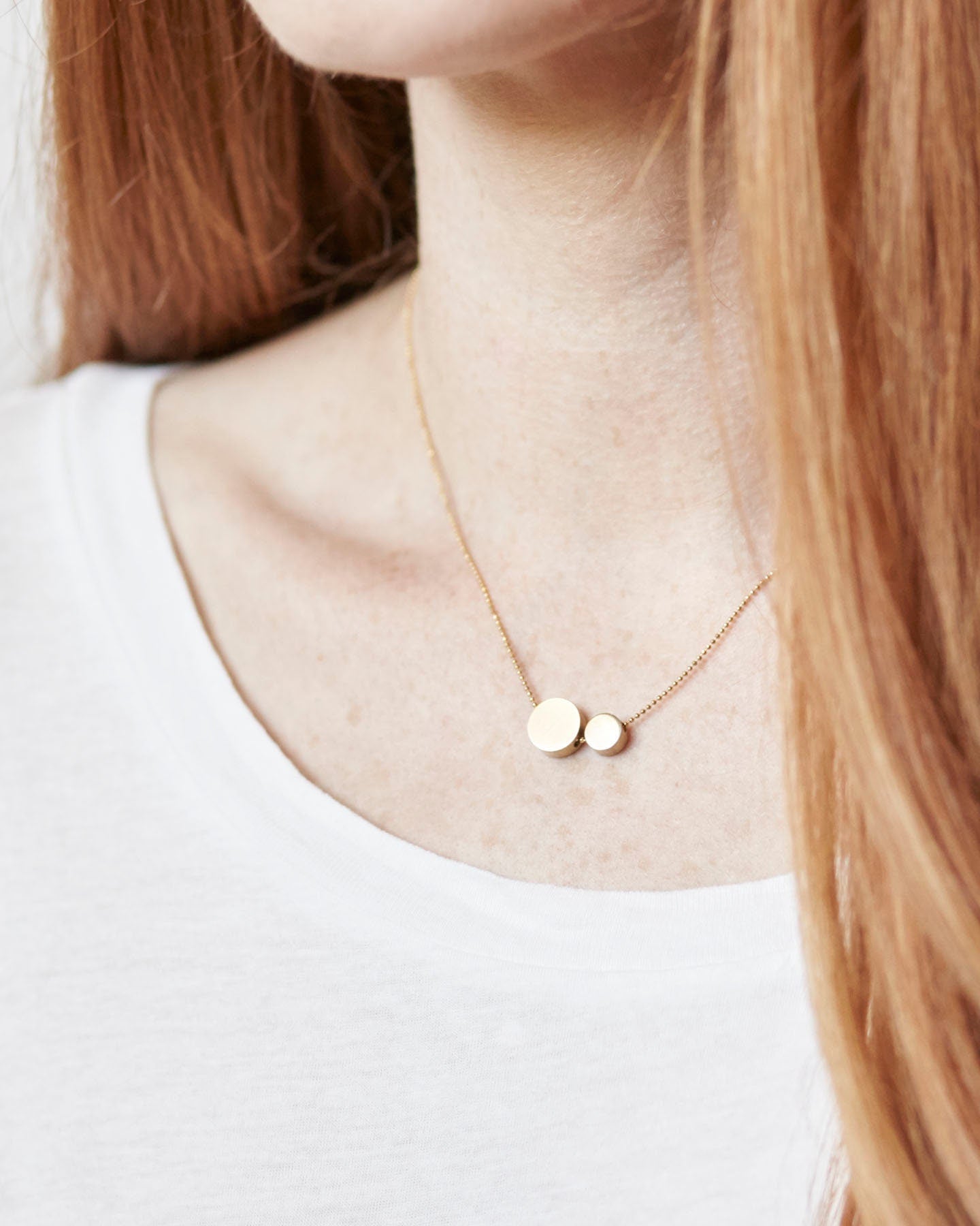 NOMA solid brass 2 DOTS together necklace/dot necklace/minimalist necklace/geometric necklace/gold necklace/modern necklace/nordymade/nordy