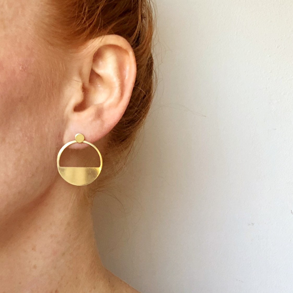 MIRA minimalist segment hoop EAR JACKET studs/earring jacket/half moon studs/minimalist earrings/hypoallergenic earrings/nordymade