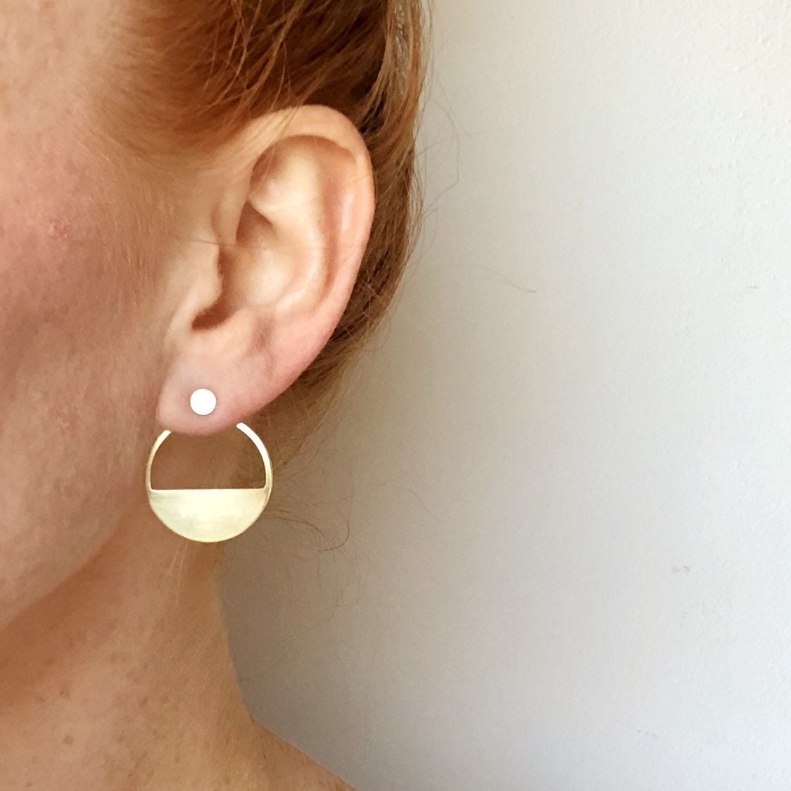 MIRA minimalist segment hoop EAR JACKET studs/earring jacket/half moon studs/minimalist earrings/hypoallergenic earrings/nordymade