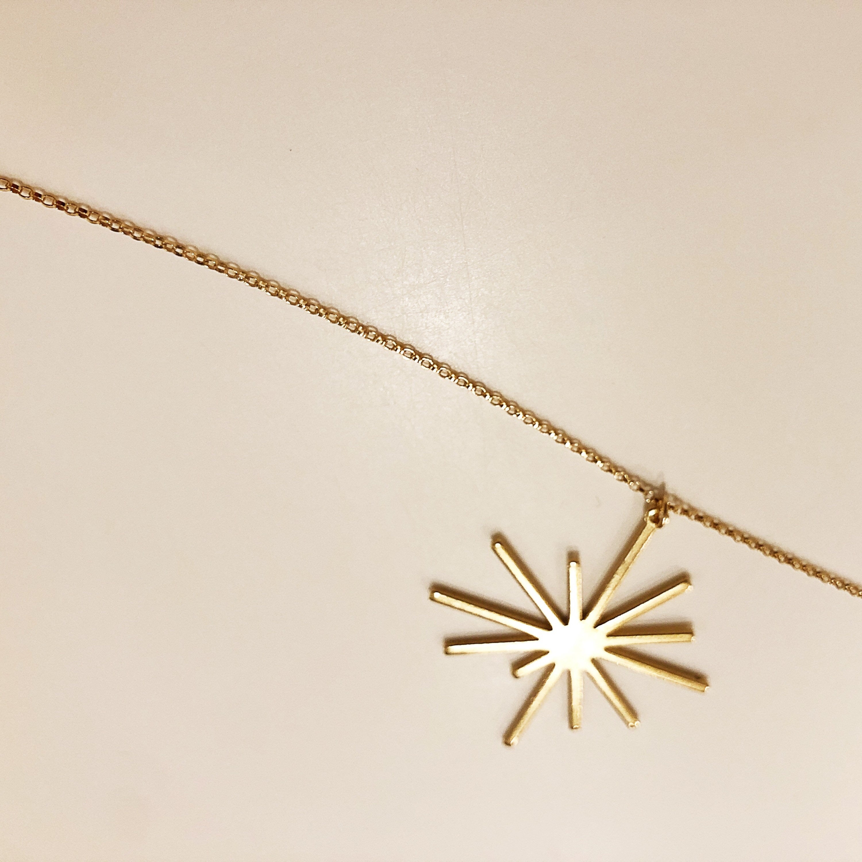 BRITTE MID CENTURY Star Burst Necklace/14k Gold Fill/Satellite chain/statement necklace/mcm jewelry/Satrun chain/layering necklace