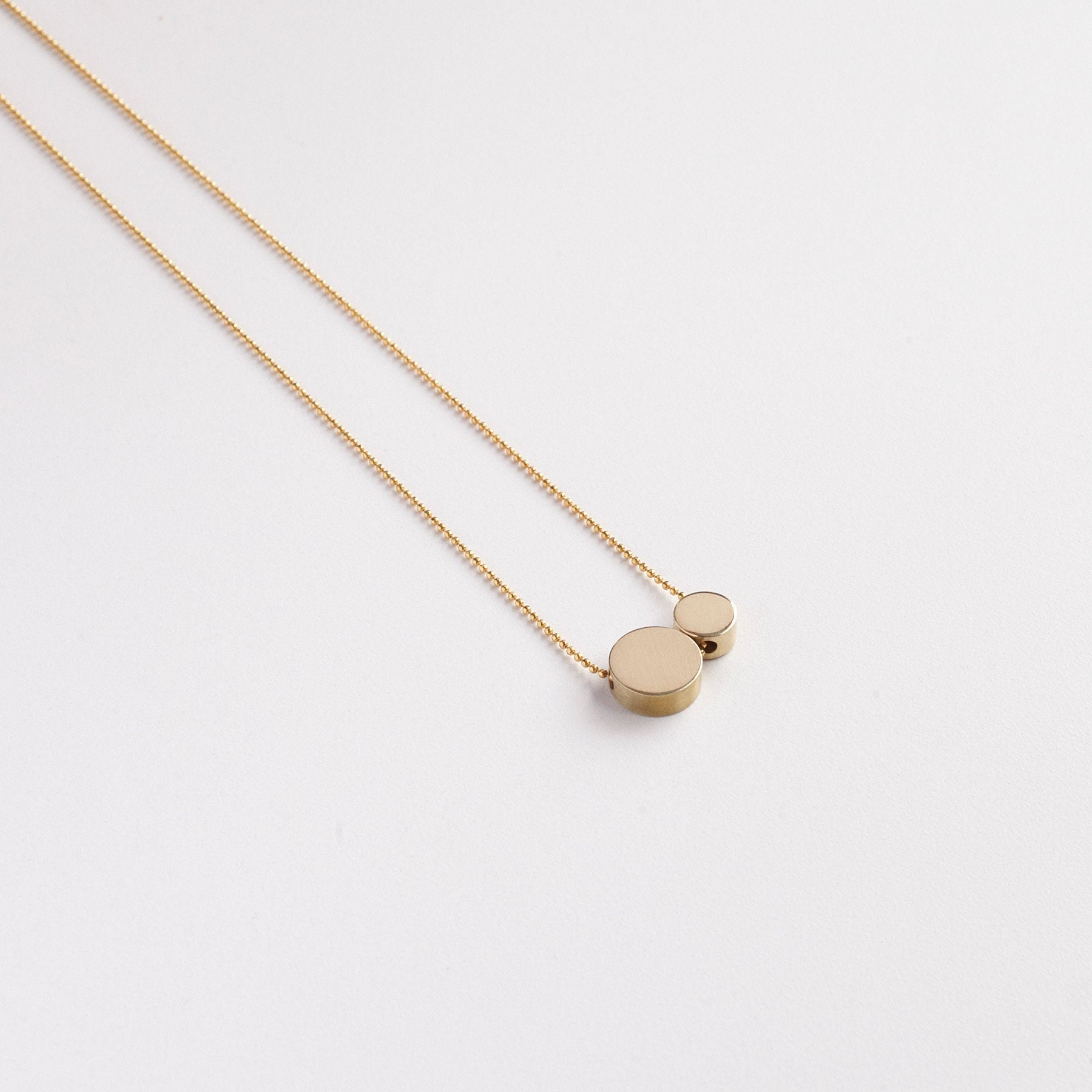 NOMA solid brass 2 DOTS together necklace/dot necklace/minimalist necklace/geometric necklace/gold necklace/modern necklace/nordymade/nordy