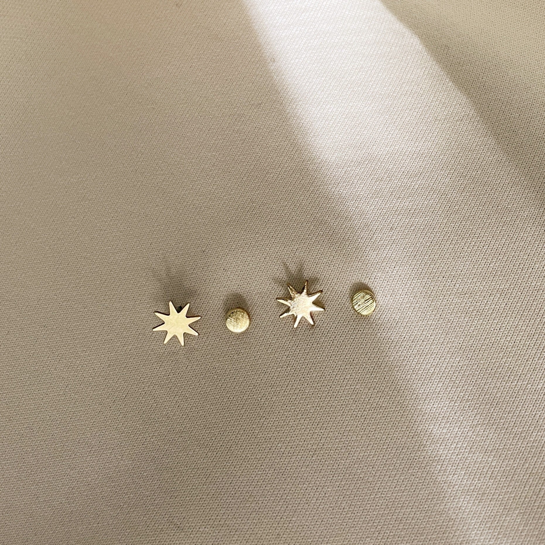 STAR MOON STUDS pack duo/star burst studs/star studs/minimalist earrings/dot studs/ star earrings/gold studs/moon earrings/seattle jewelry