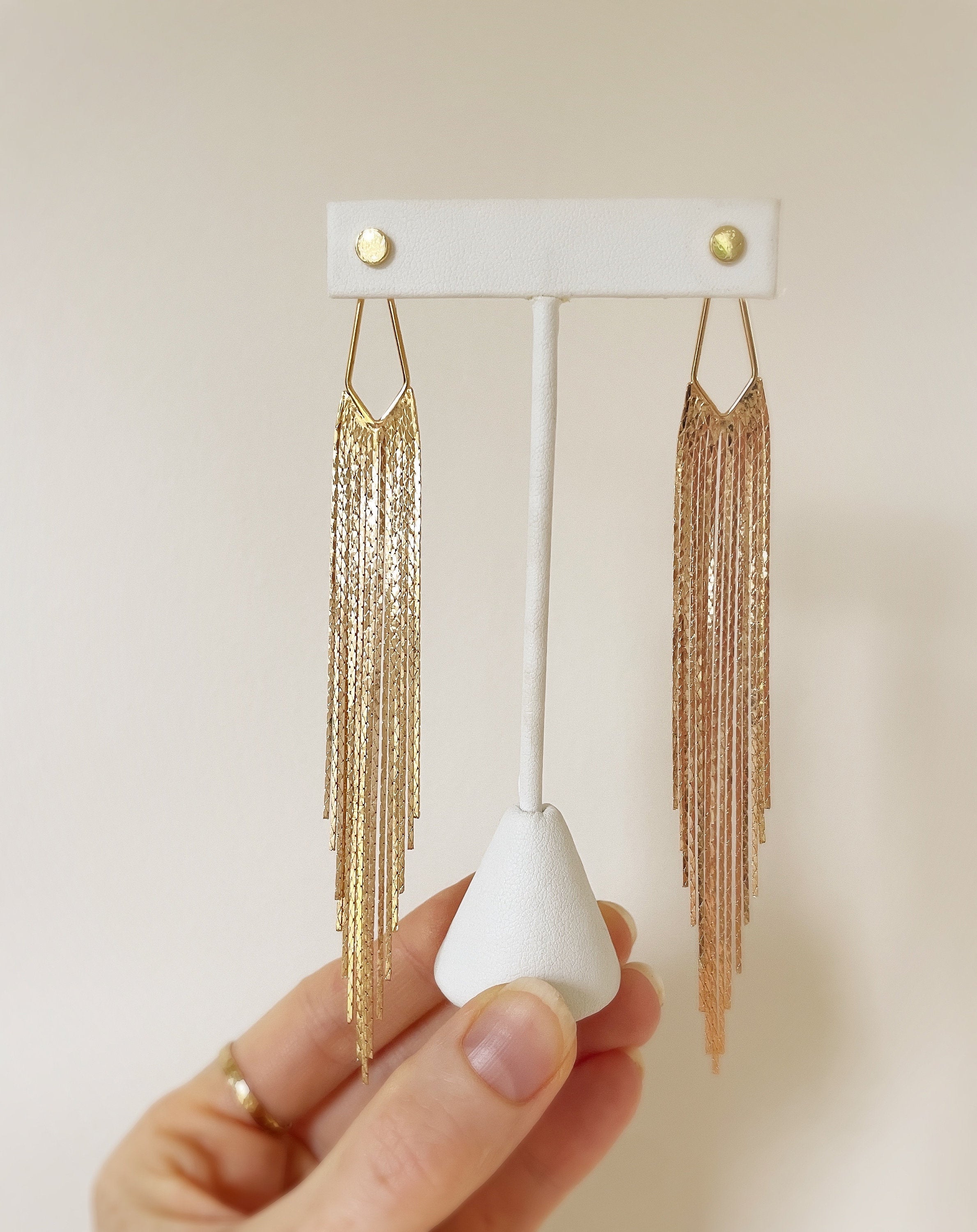 Tansy Tassle FRINGE EAR JACKETS/ boho earrings/ gold fringe drop earrings/ gold tassle earrings/ silver dangle earrings/art deco earrings