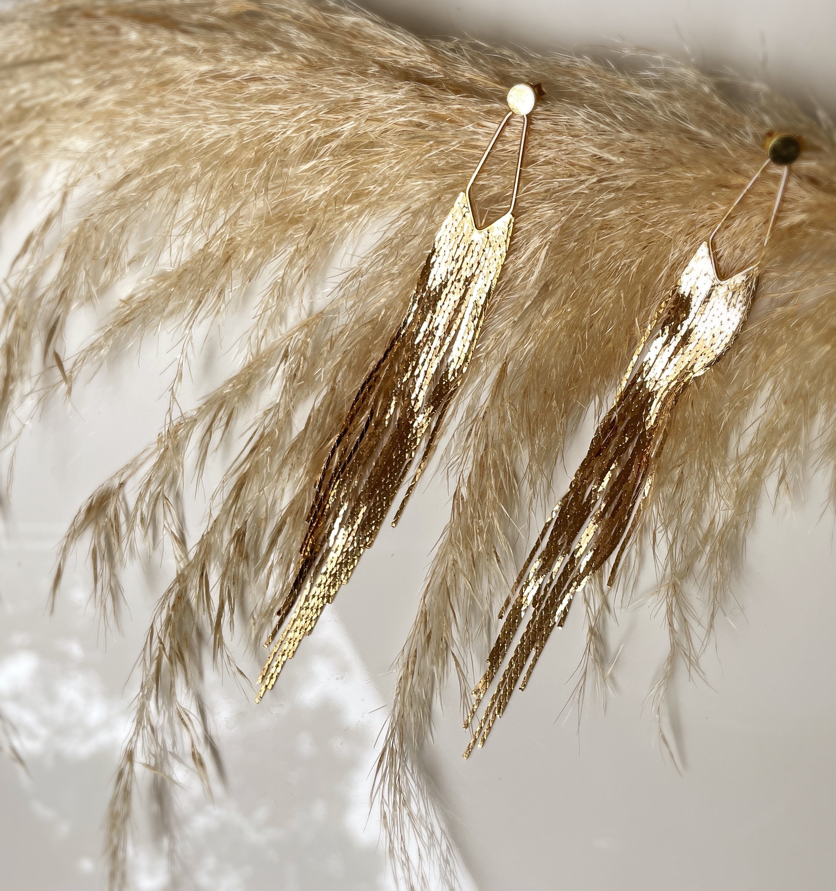 Tansy Tassle FRINGE EAR JACKETS/ boho earrings/ gold fringe drop earrings/ gold tassle earrings/ silver dangle earrings/art deco earrings