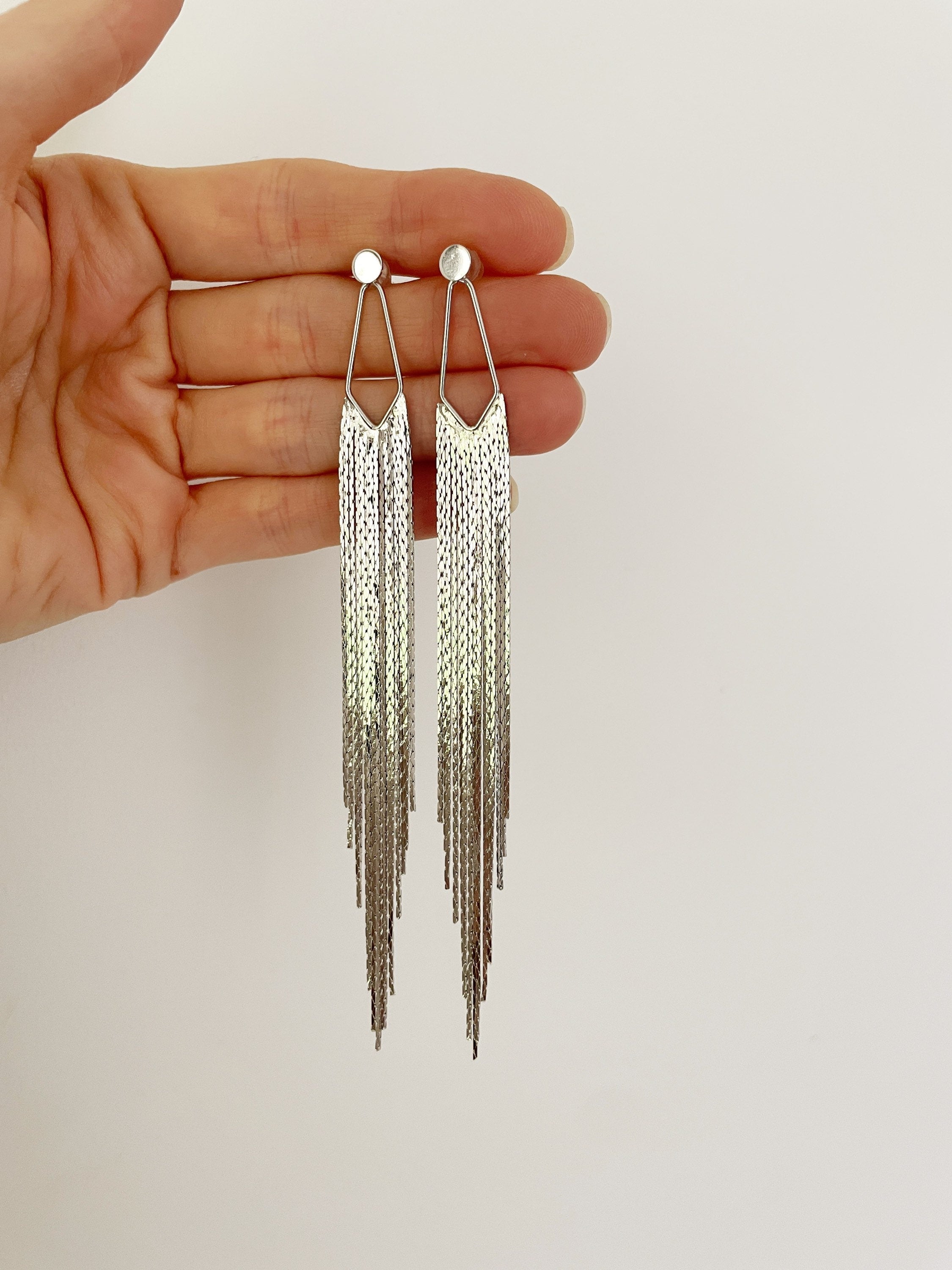 Tansy Tassle FRINGE EAR JACKETS/ boho earrings/ gold fringe drop earrings/ gold tassle earrings/ silver dangle earrings/art deco earrings