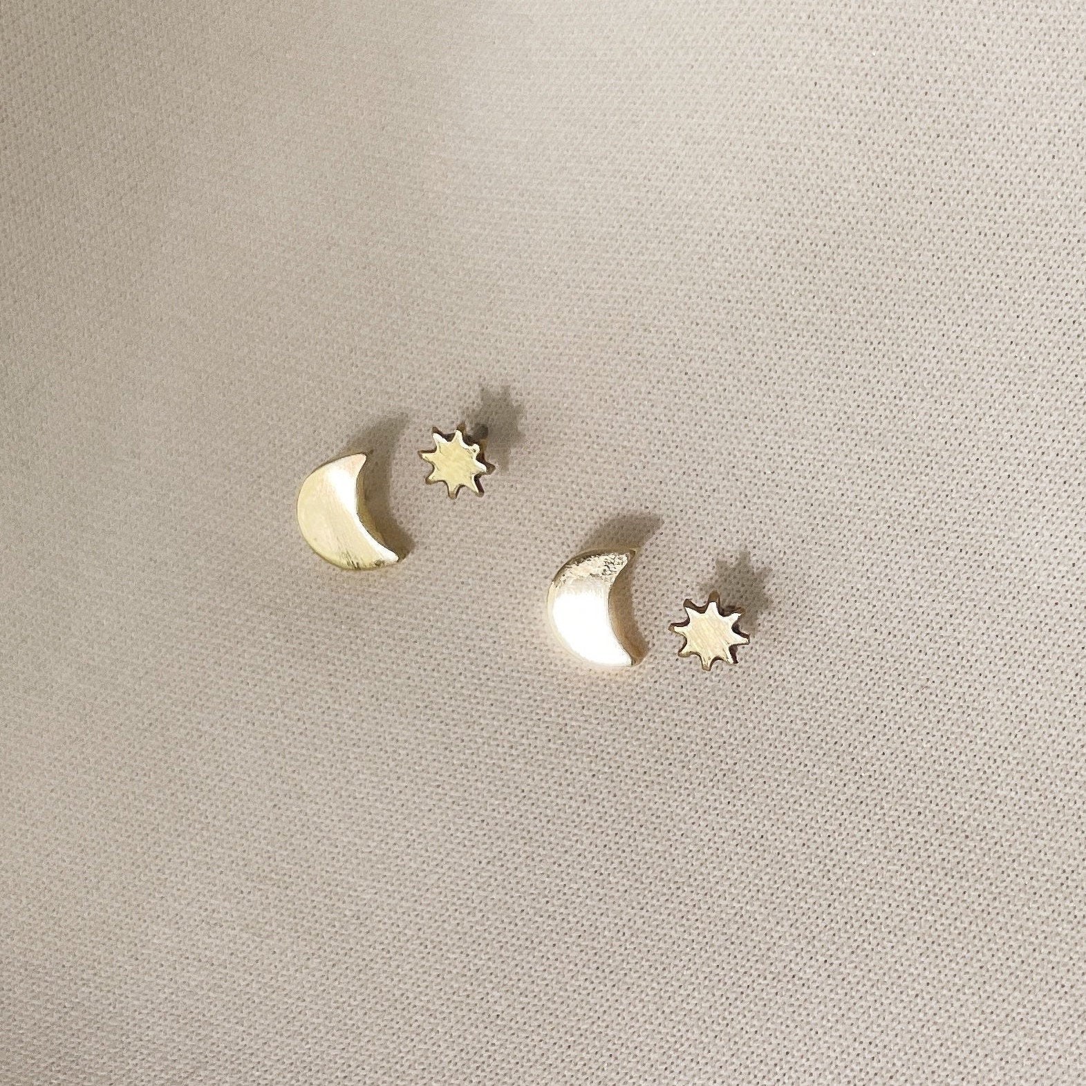 MOON STAR STUDS pack/star burst studs/moon studs/minimalist earrings/simple studs/ stud earrings/gold studs/nordymade/seattle jewelry